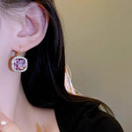 Rose Gold Plated Pink Stone Earrings