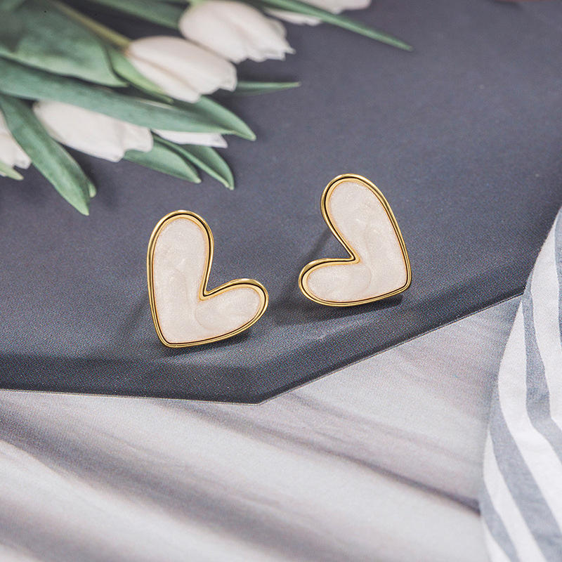 Heart-Shaped Marble Effect Stud