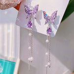 Korean Purple Butterfly Earrings