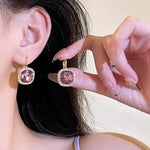 Rose Gold Plated Pink Stone Earrings