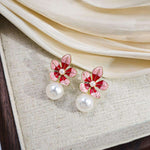 Korean flower pearl earring trendy