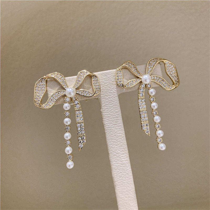 Crystal Bow Drop Earring
