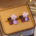 Korean Purple Flower Earrings