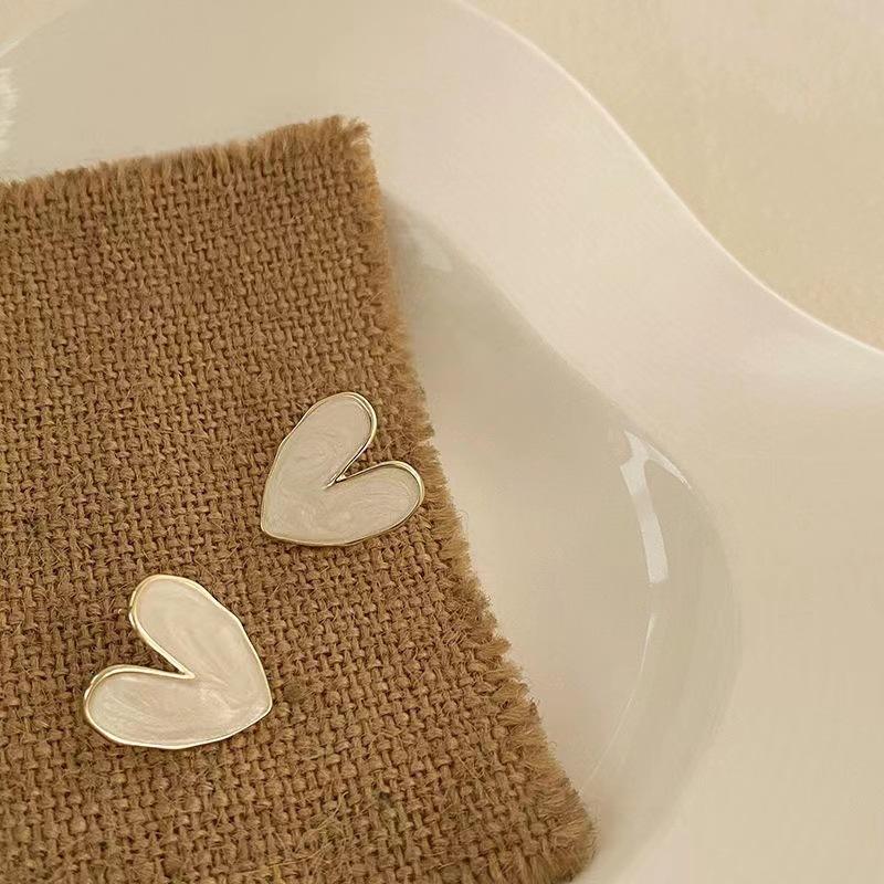 Heart-Shaped Marble Effect Stud