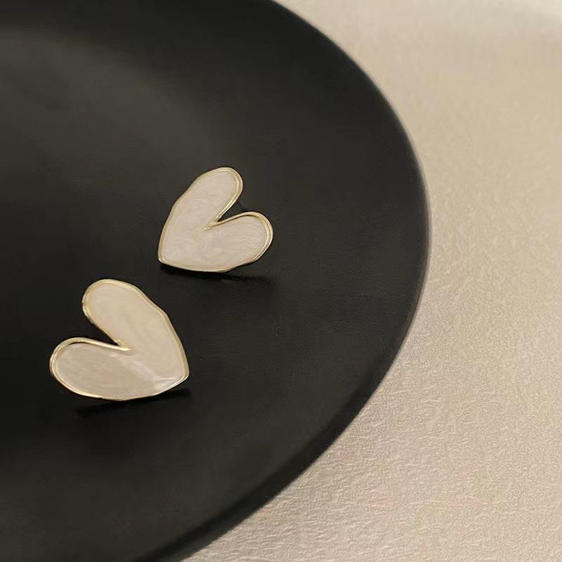 Heart-Shaped Marble Effect Stud