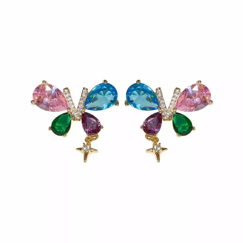 Korean Colorful Butterfly Drop Earrings