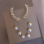 KOREAN Gold Plated Ad Wings Pearl Drop Earrings