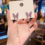 Korean Purple Butterfly Earrings