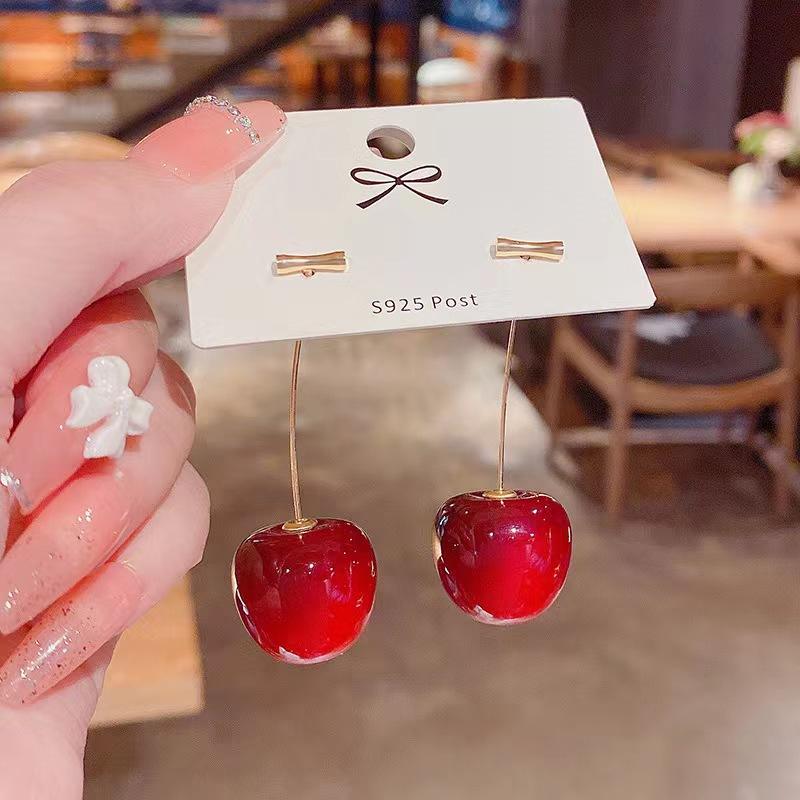 Korean Maroon Cherry Shape Design Drop