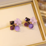 Korean Purple Flower Earrings