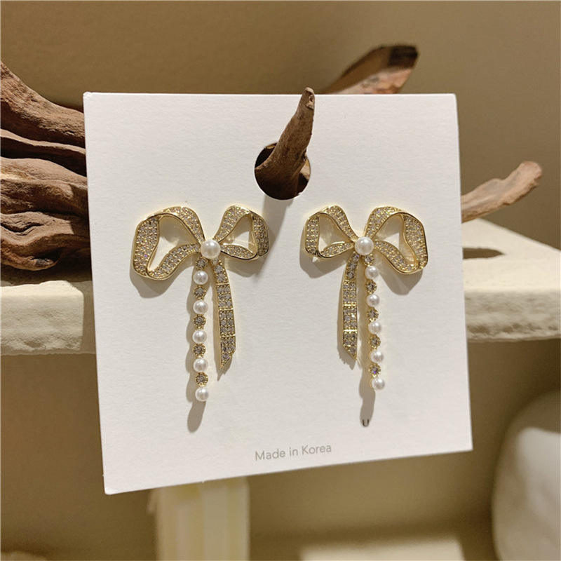Crystal Bow Drop Earring