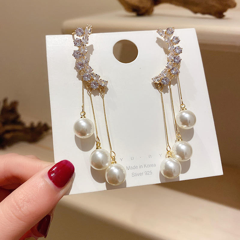 KOREAN Gold Plated Ad Wings Pearl Drop Earrings