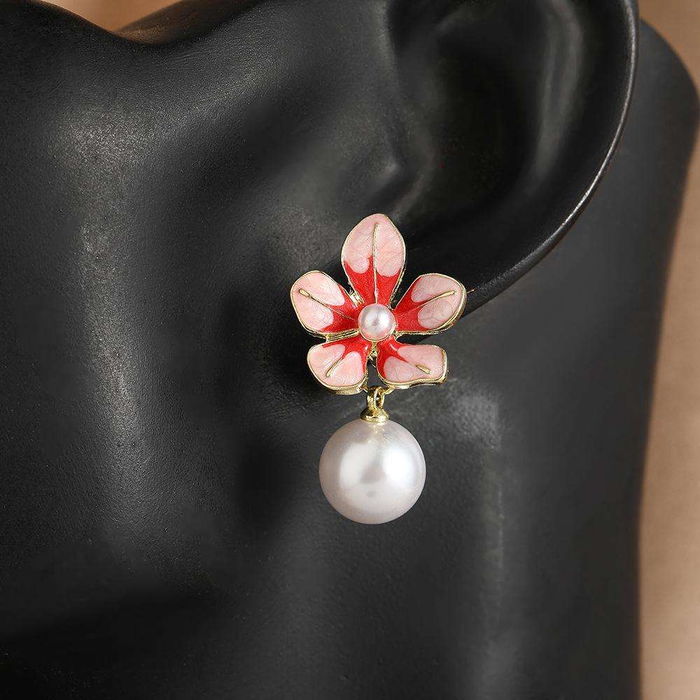 Korean flower pearl earring trendy