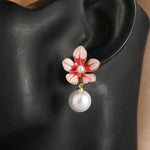 Korean flower pearl earring trendy