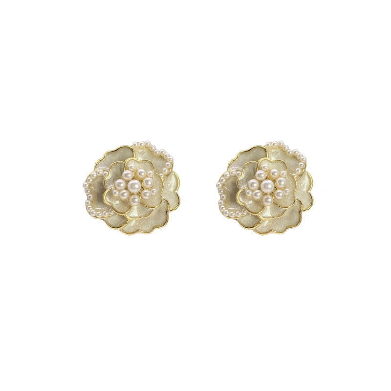 Korean Flower Gold Plated Earrings