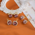 Rose Gold Plated Pink Stone Earrings
