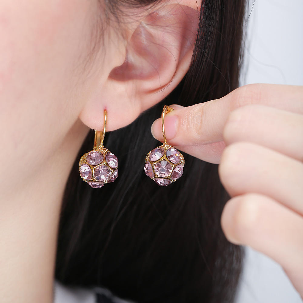 Rose Gold Plated Pink Stone Earrings