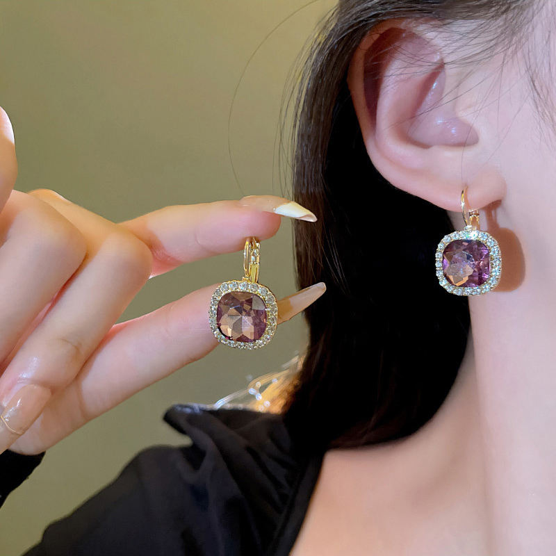 Rose Gold Plated Pink Stone Earrings