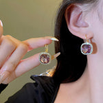 Rose Gold Plated Pink Stone Earrings