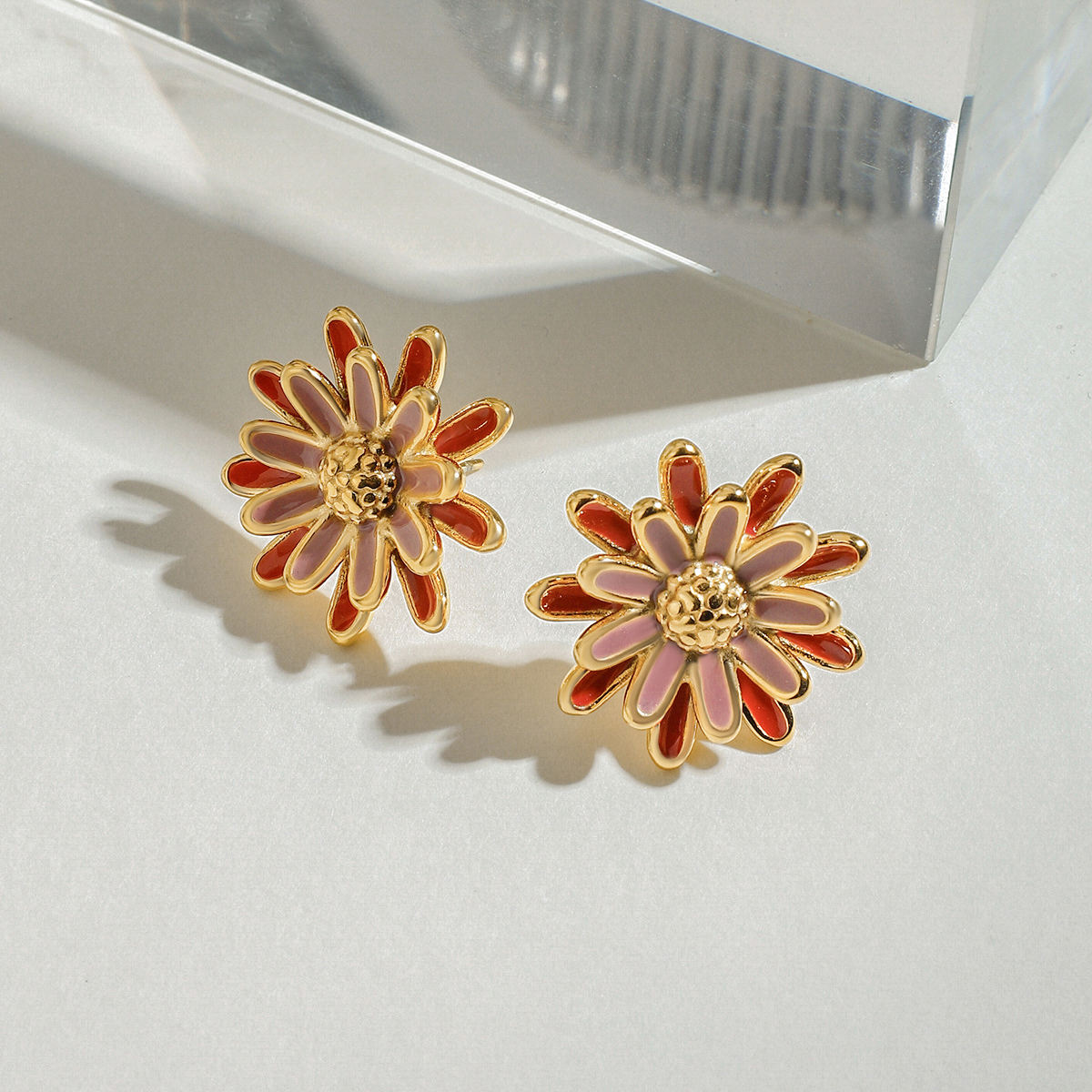 KOREAN RED Flower Charm earring