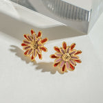 KOREAN RED Flower Charm earring