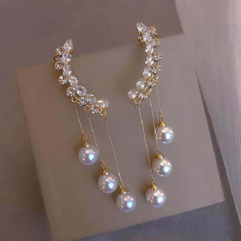 KOREAN Gold Plated Ad Wings Pearl Drop Earrings