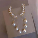 KOREAN Gold Plated Ad Wings Pearl Drop Earrings