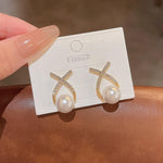 Trendy Cross Pearl Fashion Korean Earrings