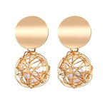 Korean Golden Round Drop Earring