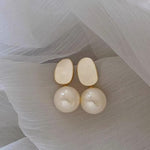 Pink Round Big Imitation Pearl Drop Earrings