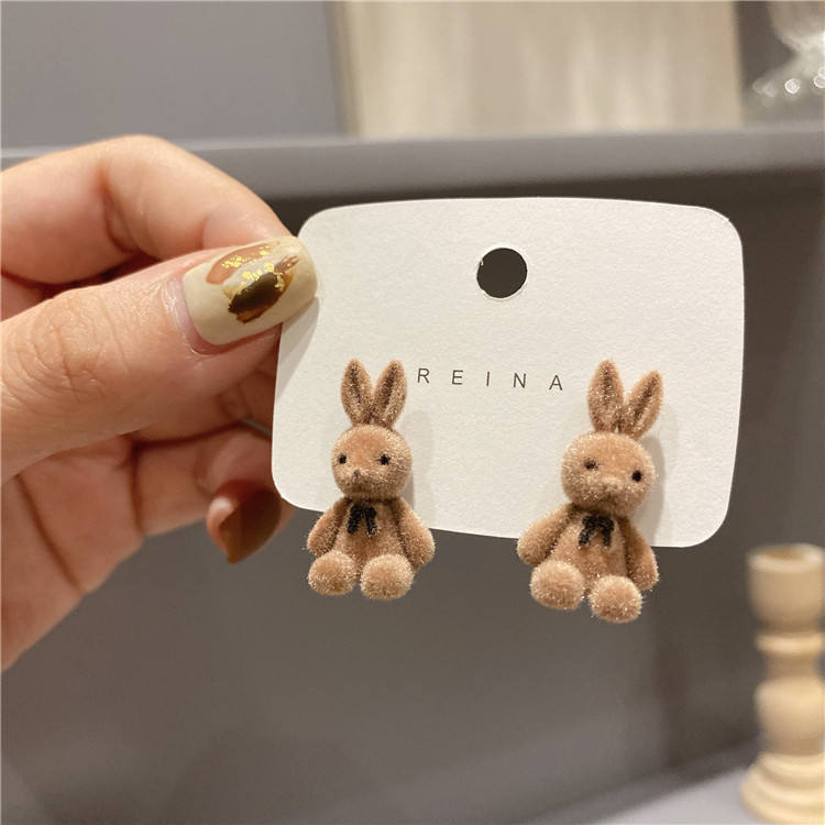 Korean Rabbit Bear Stud Earrings