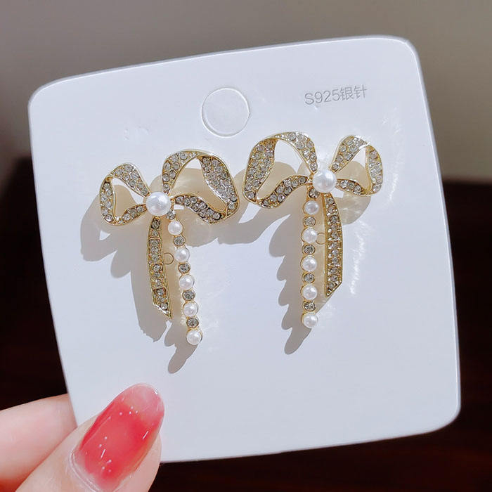 Crystal Bow Drop Earring
