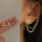 Pearl Rhinestone Butterfly Stud Earring