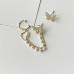 Pearl Rhinestone Butterfly Stud Earring
