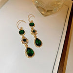 Vintage Emerald Green Teardrop Gold Emerald EARRING