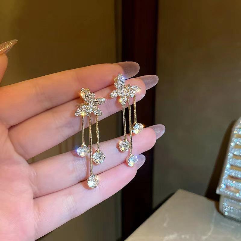 Korean Gold Beige Drop Earrings