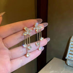 Korean Gold Beige Drop Earrings