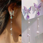 Korean Purple Butterfly Earrings