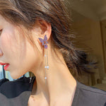 Korean Purple Butterfly Earrings