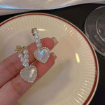 Heart and Pearl Drop Earrings