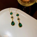 Vintage Emerald Green Teardrop Gold Emerald EARRING