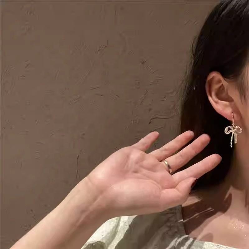 Crystal Bow Drop Earring