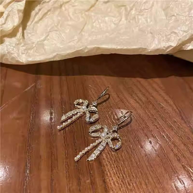 Crystal Bow Drop Earring