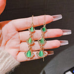 Vintage Emerald Green Teardrop Gold Emerald EARRING