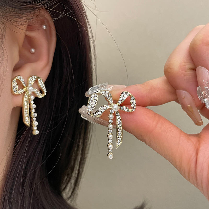 Crystal Bow Drop Earring
