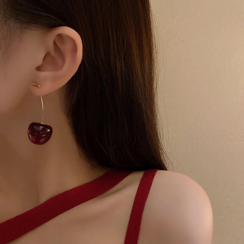 Korean Maroon Cherry Shape Design Drop