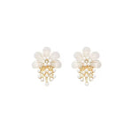 Korean White Pearl Flower Earrings