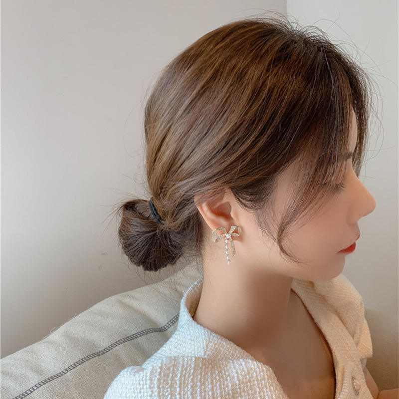 Crystal Bow Drop Earring