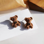 Korean Cute Funny Plush Brown Bear Stud