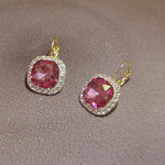 Rose Gold Plated Pink Stone Earrings